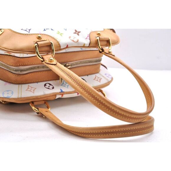 Auth Louis Vuitton Monogram Multicolor Claudia Hand Bag White Lv - Picture 4 of 16